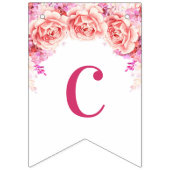 お祝いの旗のピンクの水彩画の花 バンティングフラッグ (第1の旗)