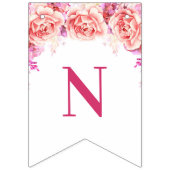 お祝いの旗のピンクの水彩画の花 バンティングフラッグ (第3の旗)