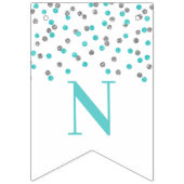 お祝いの旗の淡いブルーの銀製の紙吹雪 バンティングフラッグ (第3の旗)