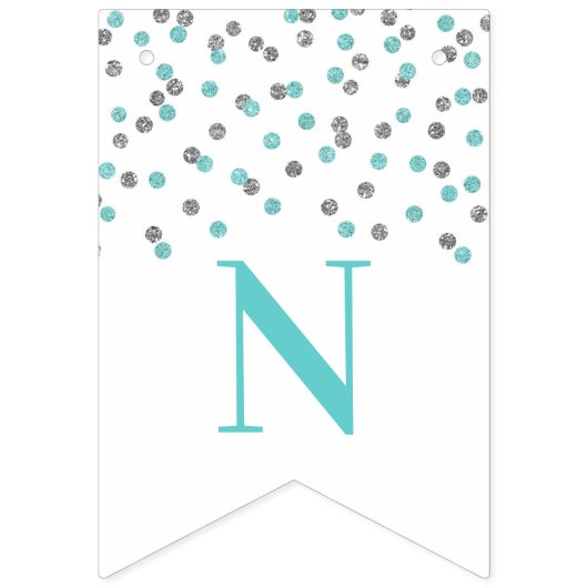 お祝いの旗の淡いブルーの銀製の紙吹雪 バンティングフラッグ (第3の旗)