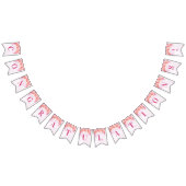 お祝いの旗の紫色の水彩画の花 バンティングフラッグ (全)