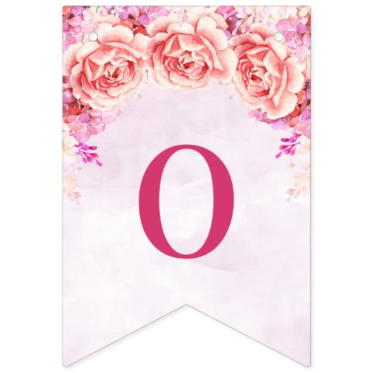 お祝いの旗の紫色の水彩画の花 バンティングフラッグ (第2の旗)