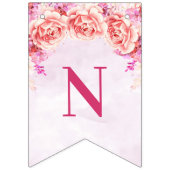 お祝いの旗の紫色の水彩画の花 バンティングフラッグ (第3の旗)