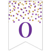 お祝いの旗の紫色の金ゴールドの紙吹雪 バンティングフラッグ (第2の旗)