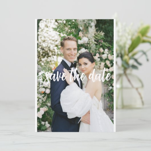 お祝いの日のために、最低限なしの「Save the date」カードを保存 招待状 (スタンド正面)