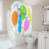 お祝いの明るいバルーン、名前シャワーカーテン シャワーカーテン (インサイチュ)