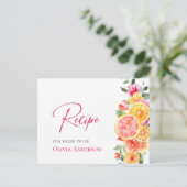 お祝いの明るい花を添えたシトラス ブライダル レシピ カード (スタンド正面)