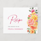 お祝いの明るい花を添えたシトラス ブライダル レシピ カード (正面)