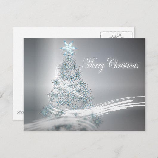 お祝いの星のシックなクリスマスの常緑樹 シーズンポストカード (正面/裏面)