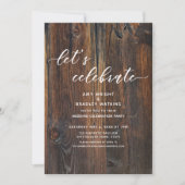 お祝いの木製手書きスクリプト 招待状 (正面)