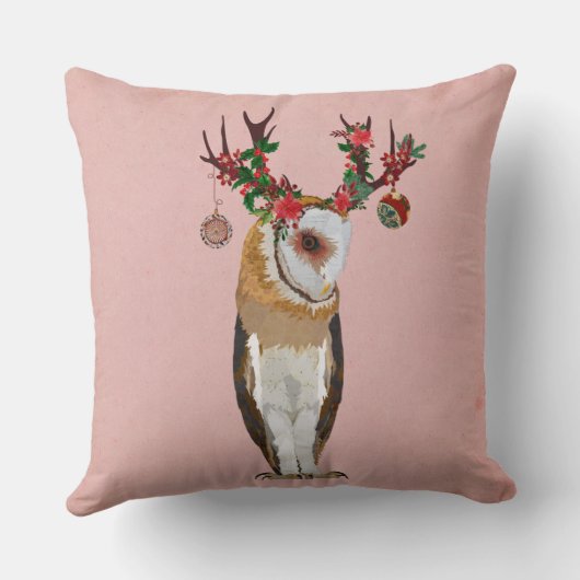 お祝いの枝角のフクロウの枕 クッション (裏面)