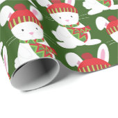 お祝いの森林クリスマスのバニーのパーティーの覆い ラッピングペーパー (ロールコーナー)