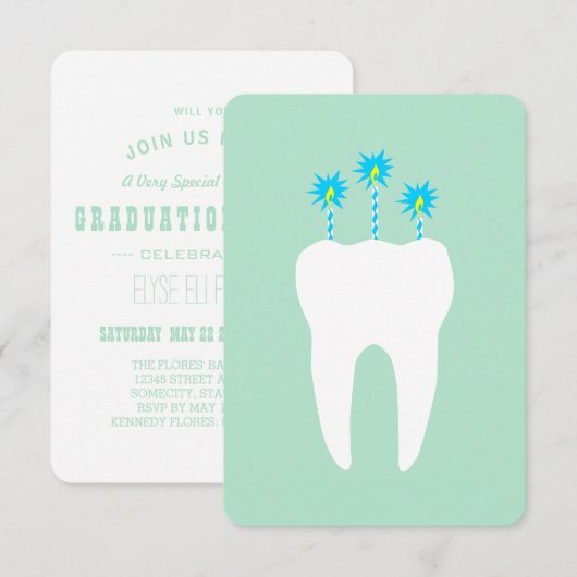 お祝いの歯(ろうそく) 招待状 (正面/裏面)