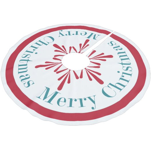 お祝いの水の赤いクリスマスの雪片の木のスカート ブラッシュドポリエステルツリースカート (アングル)