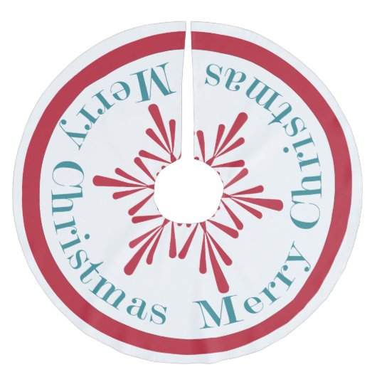 お祝いの水の赤いクリスマスの雪片の木のスカート ブラッシュドポリエステルツリースカート (正面)