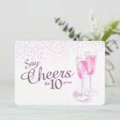 お祝いの水彩シャンパングラス 結婚記念日 招待状 (スタンド正面)