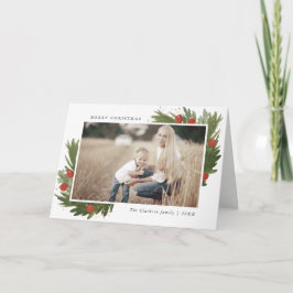 お祝いの水彩画-クリスマスの写真の挨拶状 シーズンカード