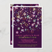 お祝いの泡大晦日のパーティー 招待状 (正面/裏面)