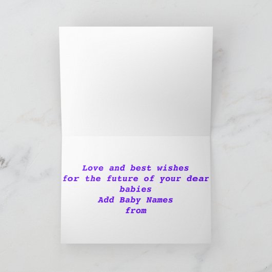 お祝いの洗礼の双生児は名前、メッセージを加えます カード (内部)