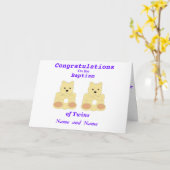 お祝いの洗礼の双生児は名前、メッセージを加えます カード (黄色い花)