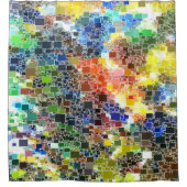 お祝いの浮遊ブロックのアートワーク シャワーカーテン (正面)