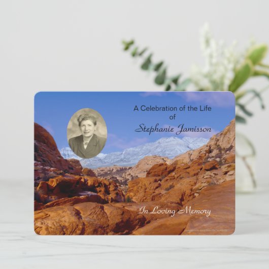 お祝いの生活招待状、写真と風光明媚 招待状 (スタンド正面)