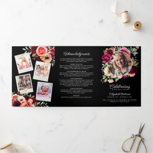 お祝いの生活水彩フローラメモリアル 三つ折りプログラム (外部)