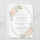 お祝いの生活葬儀記念ピンクフローラ 招待状 (正面)