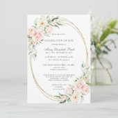 お祝いの生活葬儀記念ピンクフローラ 招待状 (スタンド正面)
