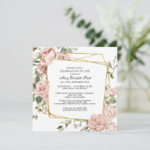 お祝いの生活葬儀記念ピンクフローラ 招待状 (スタンド正面)