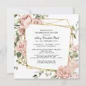 お祝いの生活葬儀記念ピンクフローラ 招待状 (正面)