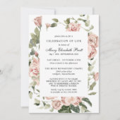 お祝いの生活葬儀記念ピンクフローラ 招待状 (正面)