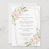 お祝いの生活葬儀記念ピンクフローラ 招待状 (正面)