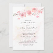 お祝いの生活葬儀記念ピンクフローラ 招待状 (正面)