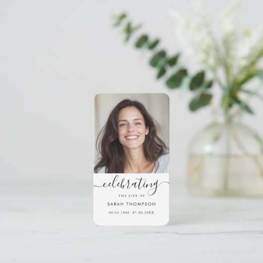 お祝いの生活葬儀記念祈りの言葉カード 名刺 (スタンド正面)