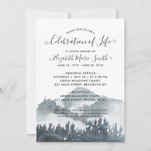 お祝いの生活葬祭記念山 招待状 (正面)