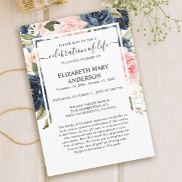 お祝いの生涯の葬儀の記念ピンク海軍 招待状