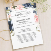 お祝いの生涯の葬儀の記念ピンク海軍 招待状