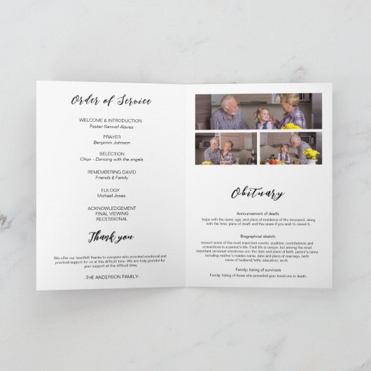 お祝いの生涯死亡写真丁書葬儀 プログラム (内部)