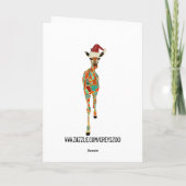 お祝いの紺碧及びこはく色のキリンのクリスマスカード シーズンカード (裏面)