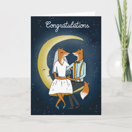 お祝いの結婚式の招待状-月のキツネ カード