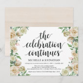 お祝いの続き、結婚式の秘密の挙式後のパーティーの招待状 招待状 (正面/裏面)