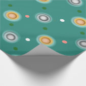 お祝いの緑およびオレンジ水玉模様 ラッピングペーパー (角)