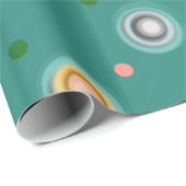 お祝いの緑およびオレンジ水玉模様 ラッピングペーパー (ロールコーナー)