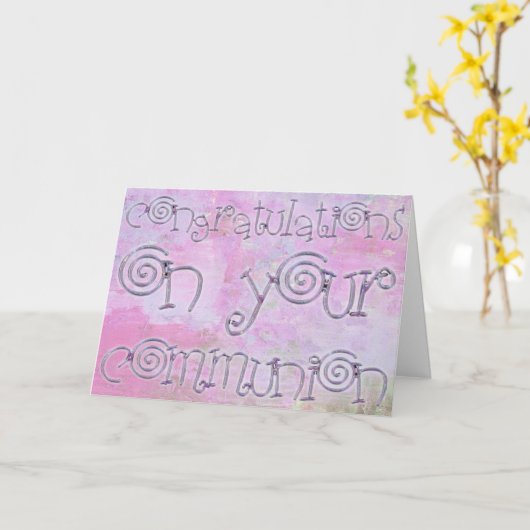 お祝いの聖餐のタイポグラフィの水彩画 カード (黄色い花)