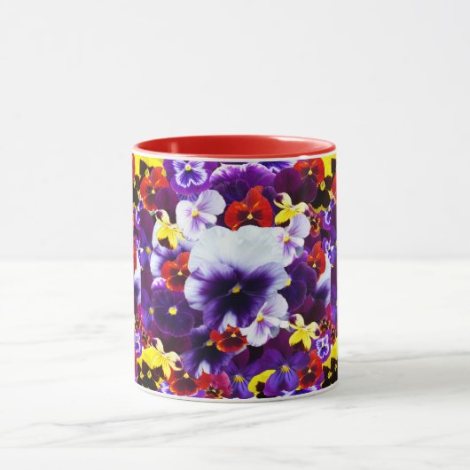 お祝いの色数々ののパンジー マグカップ (中央)