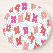 お祝いの花と水玉模様 コースター (正面)