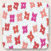 お祝いの花と水玉模様 コースター (正面)