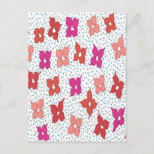 お祝いの花と水玉 インビテーションポストカード