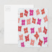 お祝いの花と水玉 インビテーションポストカード (正面/裏面)